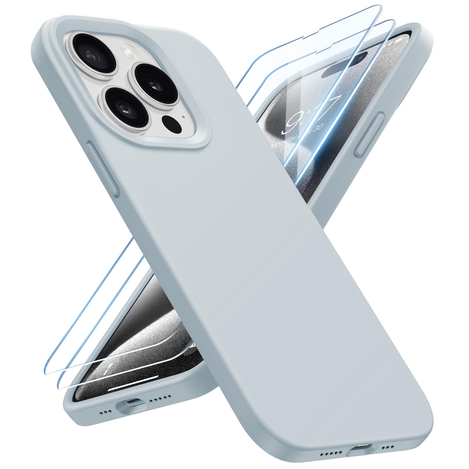 Buydot Designed For Iphone 15 Pro Case, Silicone [15Ft Military Grade Protection] Phone Case With [2 Screen Protectors], [Anti S