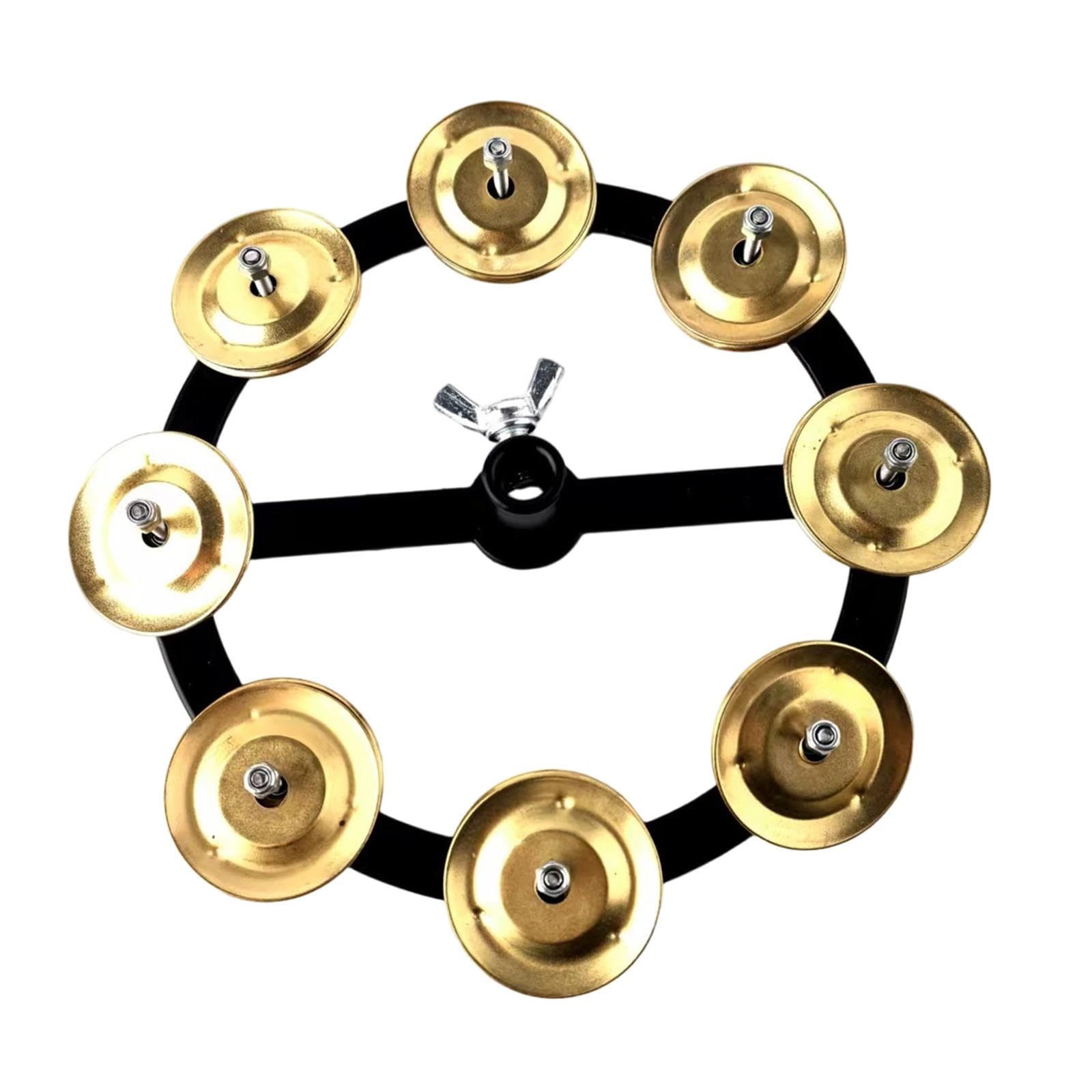 VELURA Hi Hat Tambourine Supplies 17cm Music Rhythm Tambourine for Concert Show Bar Single Row|1 Hi Hat Tambourine|Musical Instr