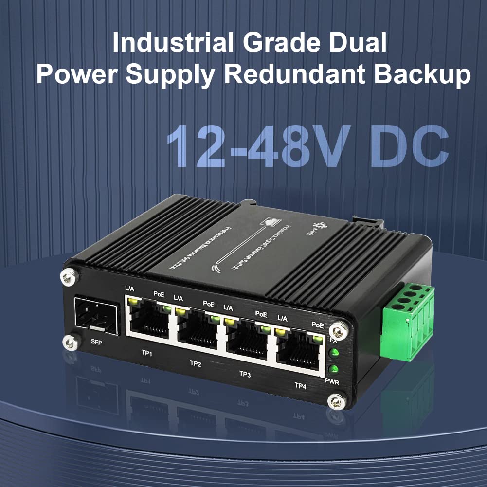 Mini Industrial 4 Port 10/100/1000Mbps Gigabit Ethernet Poe + Switch With Sfp Port Din Rail/Wall Mount 4 Port 10/100/1000Base T
