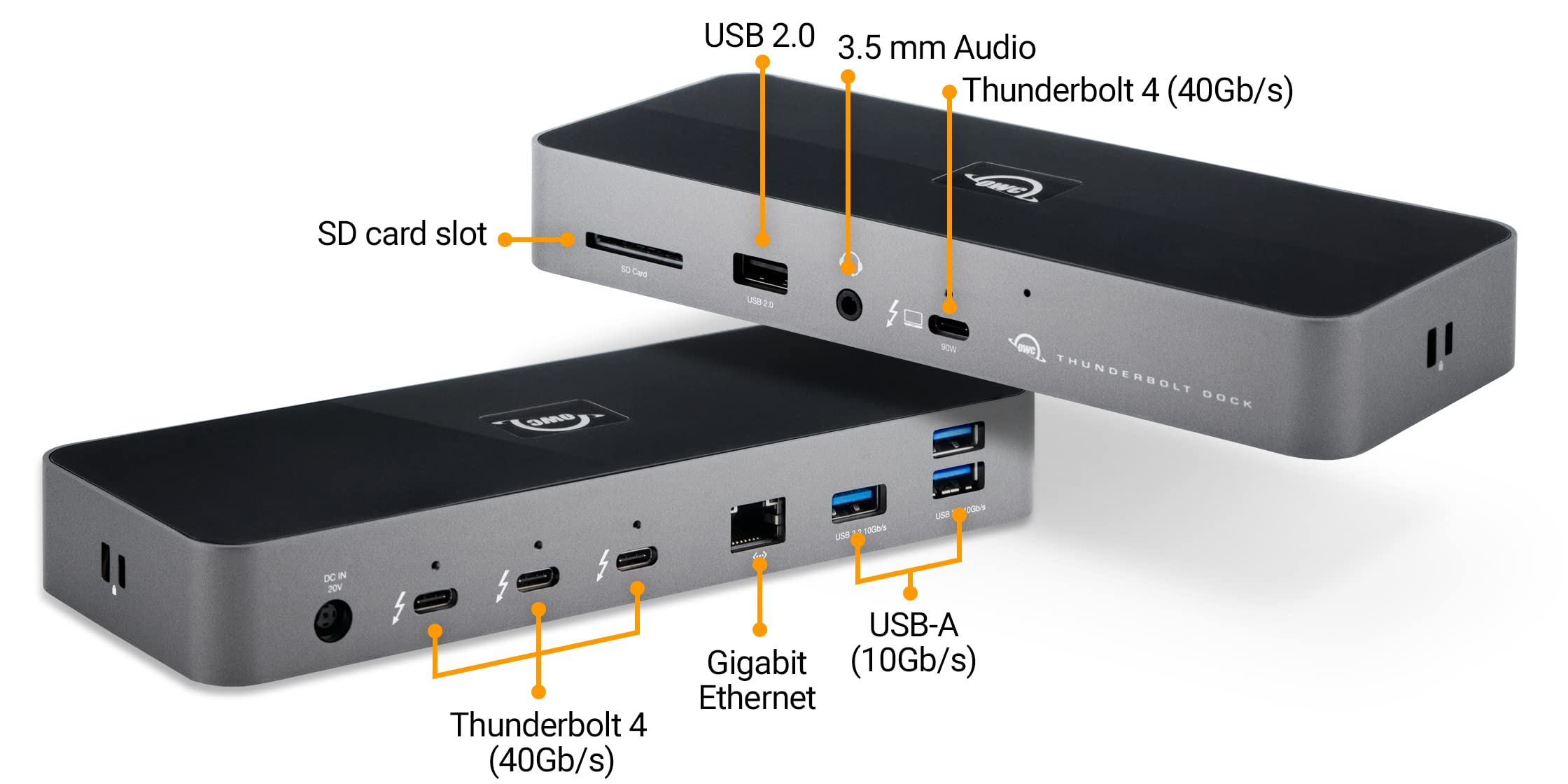 Owc 11-Port Thunderbolt Dock With 4 Ports, 4 Usb Ports, Ethernet, Audio, And Card Reader Functionality For Thunderbolt 3 Mac Or