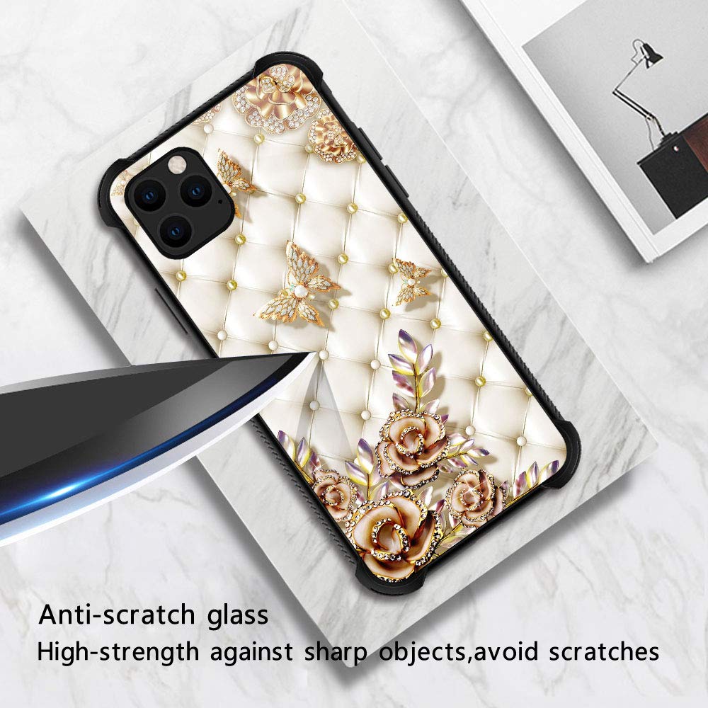 ZHEGAILIAN iPhone 13 Pro Max Diamond Butterfly Phone Case TPU Organic Glass 6.7 inch