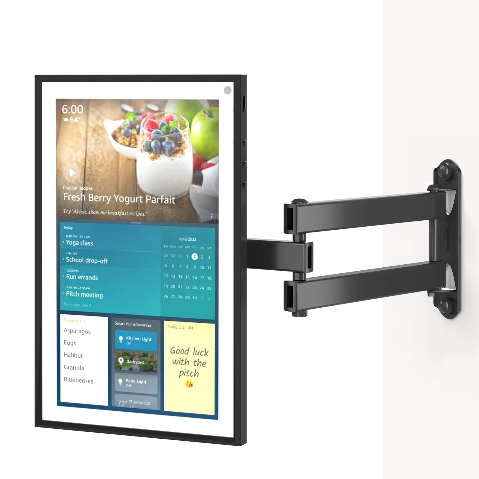 WALI Mount for Echo Show 21, Echo Show 15, Adjustable Wall Mounting Bracket with Heavy Duty 15� Extension Arm, Rotate Tilt Swivel for Alexa Echo Show 21, Echo Show 15, Holds up to 33lbs, Black
