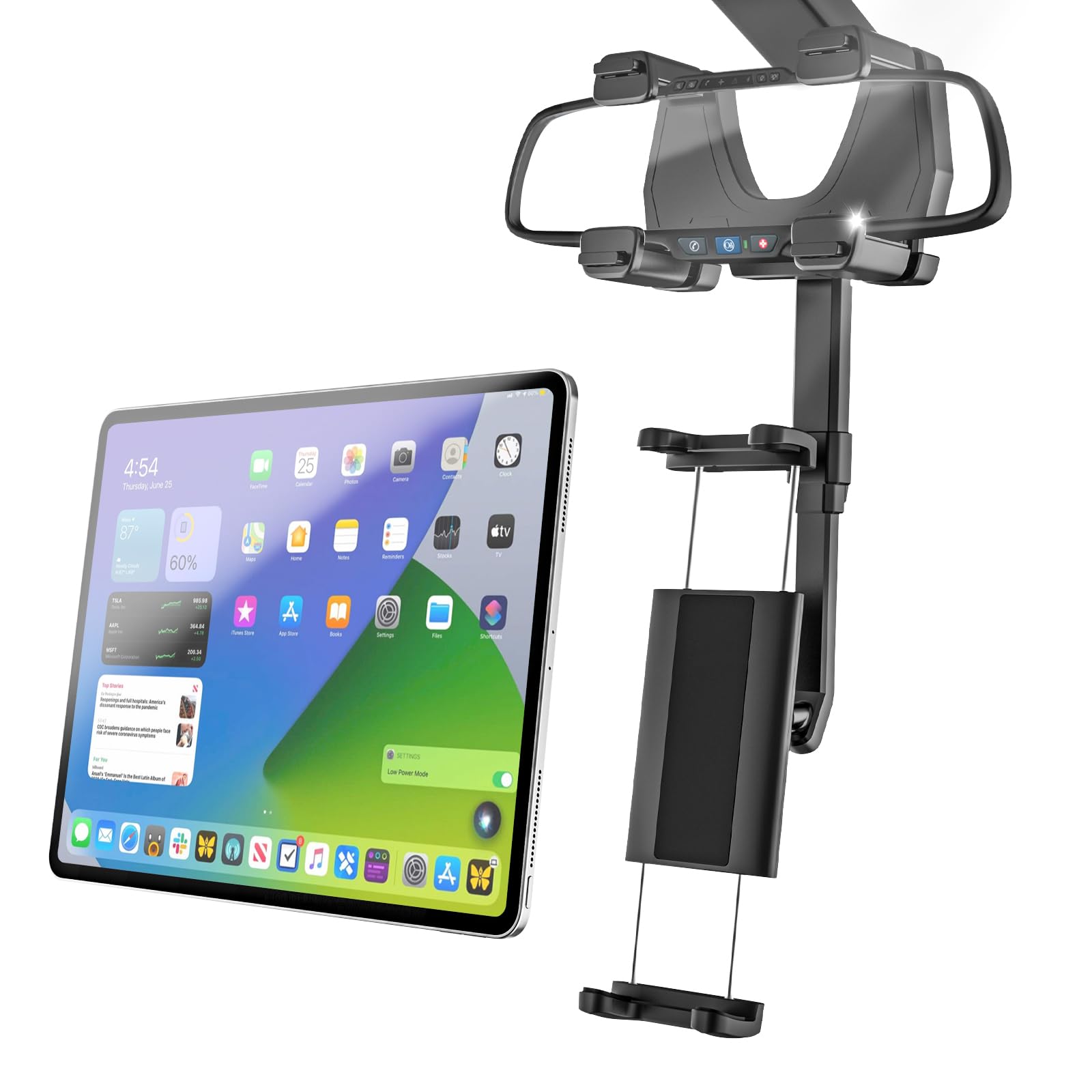 Kolasels Car Rear View Mirror Tablet Holder Mount [4 Claws Anti-Shake Design] 360 Rotatable Retractable Rearview Mirror Tablet P