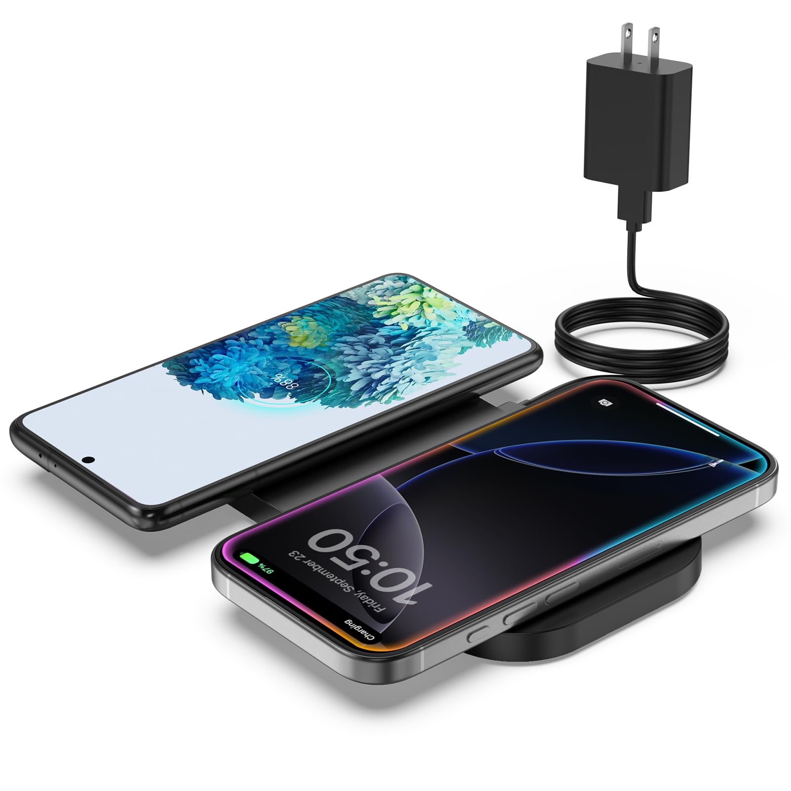 TAMOXI Wireless Charger, 10W Max Dual Charging Pad for iPhone 17/16/15/14/13/12/11/XR/X/8, Airpods 4/3/2/Pro, Samsung Galaxy S25
