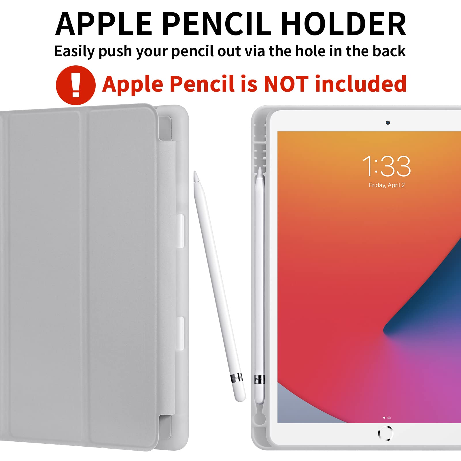 Ghinl For Ipad 9Th/8Th/7Th Generation Case (2021/2020/2019) Ipad 10.2 Inch Case With Pencil Holder [Sleep/Wake] Slim Soft Tpu Ba