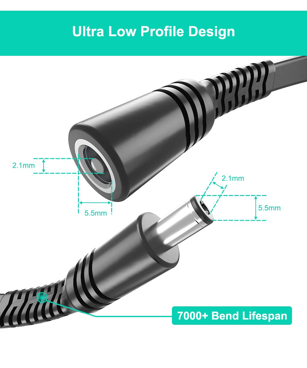Itramax 10Ft 12V Dc Extension Cable (2 Pack),Dc 2.1Mm X 5.5Mm 5521 Power Supply Adapter Flat Extender Cord,Female To Male Wire F
