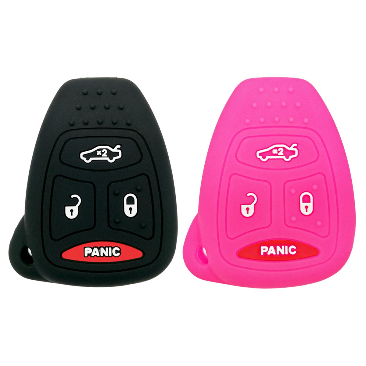 Coolbestda 2Pcs Key Fob Cover Case Protector Remote Control Skin For Chrysler 200 300 Pt Cruiser Dodge Charger Magnum Durango Je