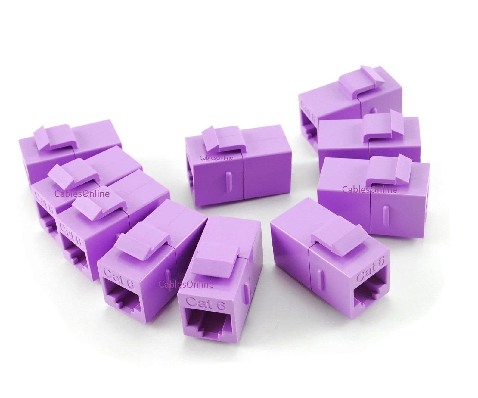 Cablesonline, 6 Pack Cat6 Female/Female Rj45 Ethernet Purple Keystone Jack Coupler, Wp C02Pr 6