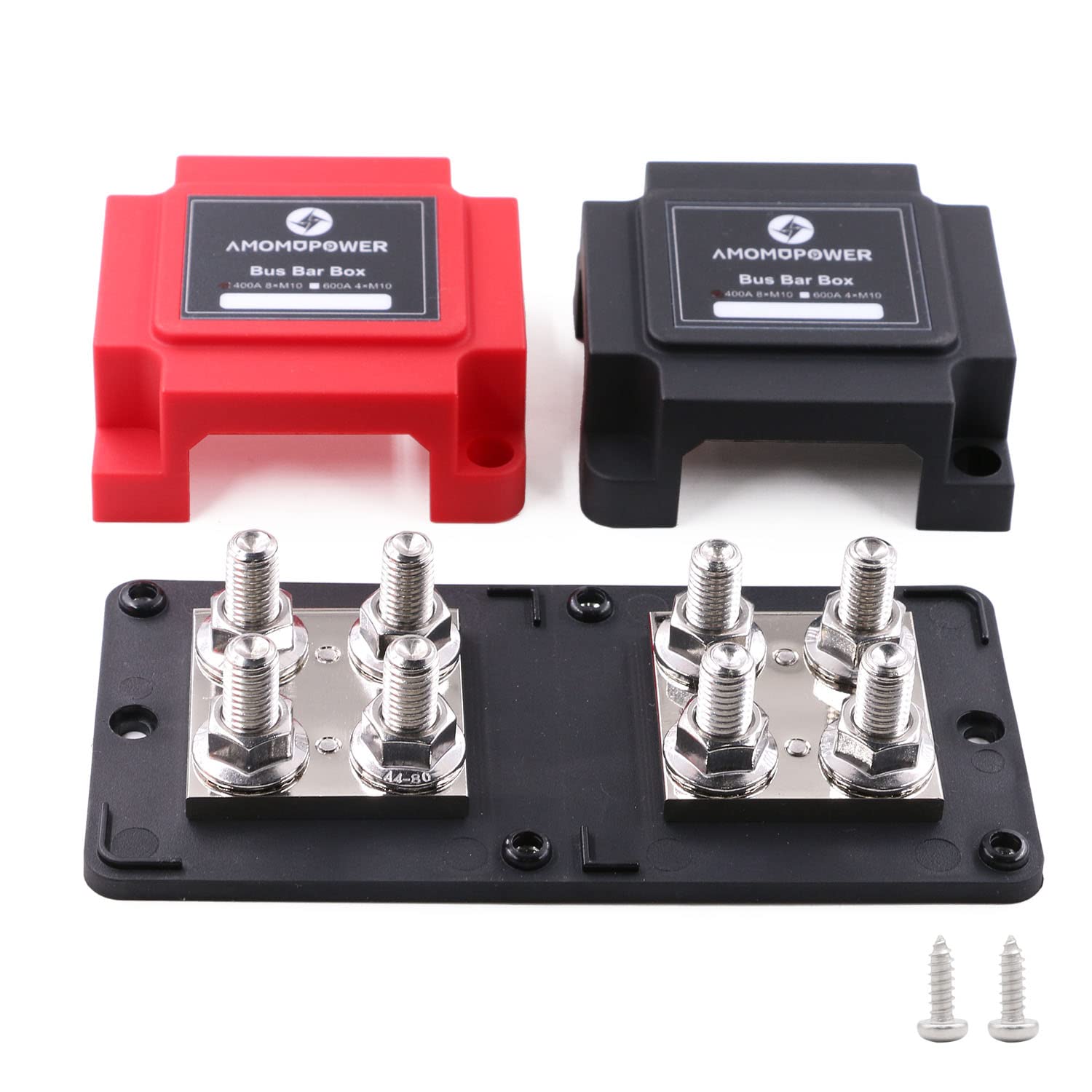 T Tocas 400A Marine Bus Bar Power Distribution Block With Cover 8 X 3/8'' (M10) Terminal Studs Positive & Ground Busbar For Auto