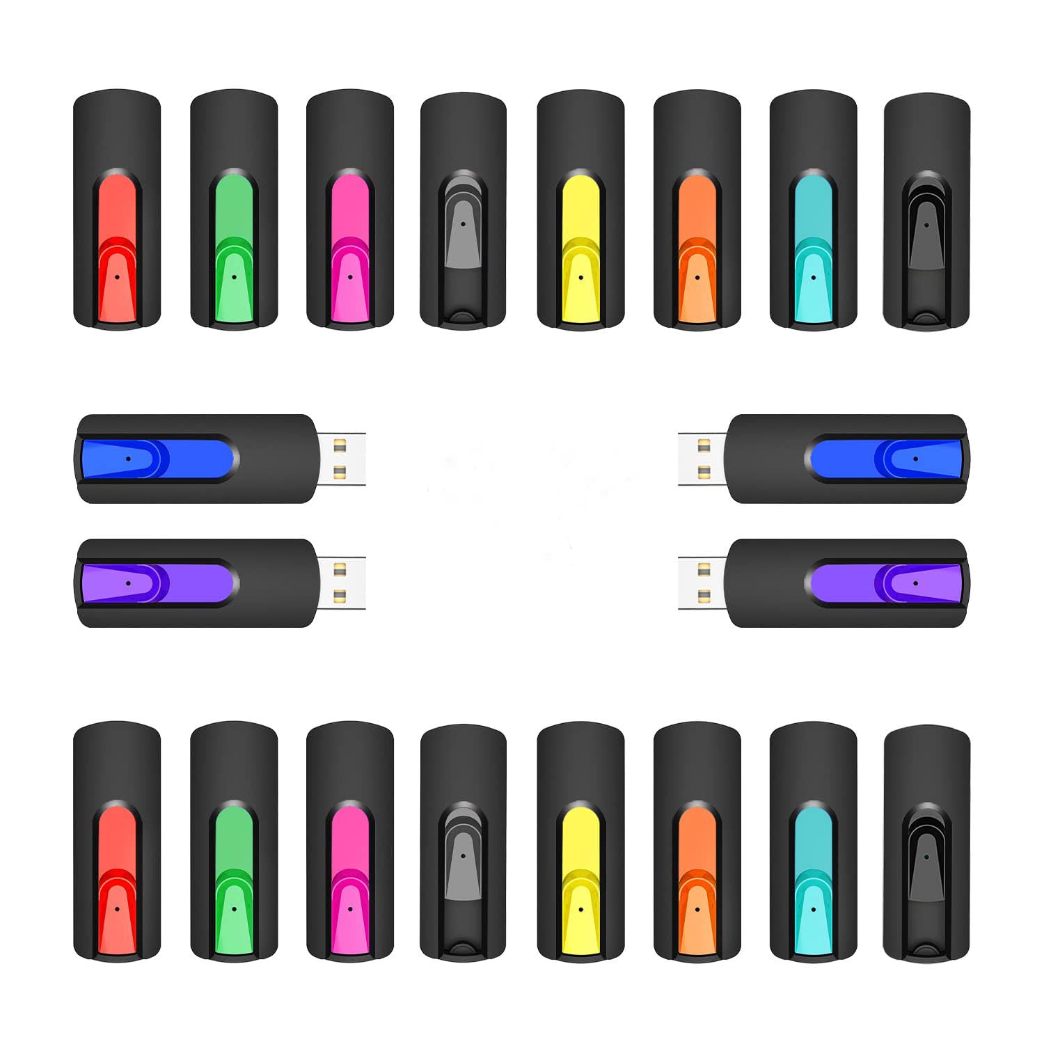 Raoyi 20Pcs 32Gb Usb Flash Drives Slide Retractable Memory Stick Bulk Usb 2.0 Thumb Drive Jump Drive Zip Drive Usb Sticks Data Storage Backup For Pc Mac (32G, 10 Mixed Color)