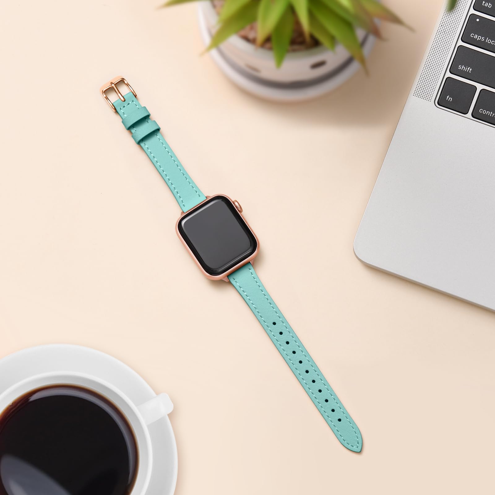 Stiroll Slim Leather Bands Compatible With Apple Watch Band 38Mm 40Mm 41Mm 42Mm 44Mm 45Mm,Top Grain Leather Watch Thin Wristband