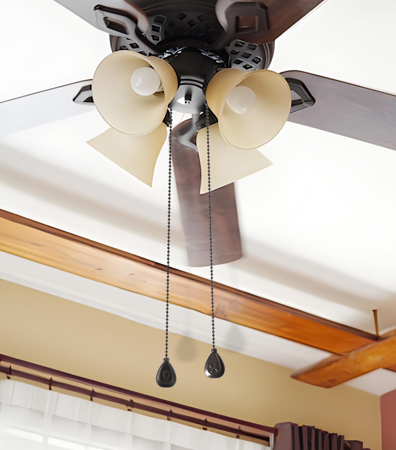 Smotecq Ceiling Fan Pull Chain Extenders 2 Pack, Decorative Waterdrop Look (Orb)