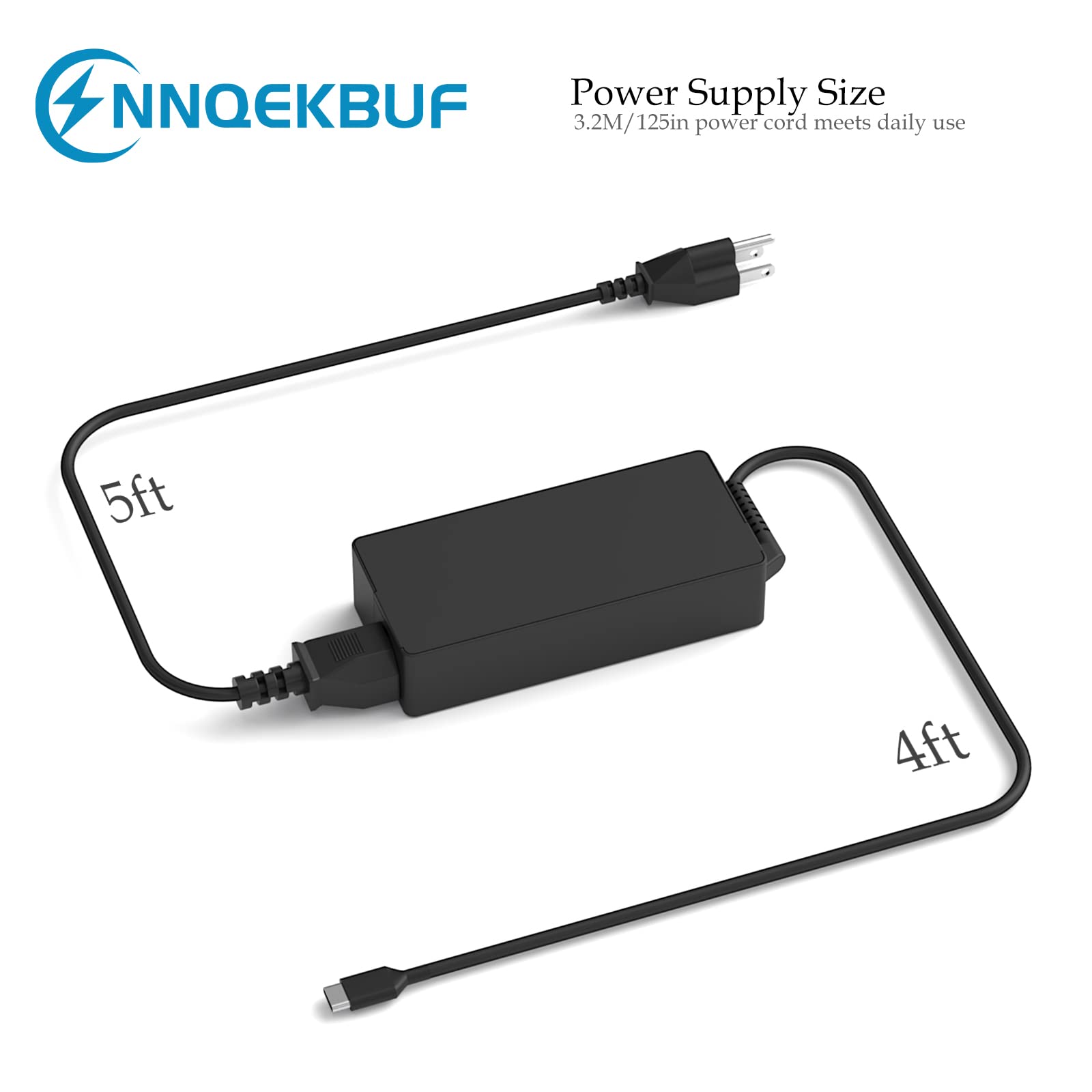 NNQEKBUF Chromebook Charger 65W USB Type C Power Cord for HP Chromebook 14 & Spectre X360, Model SM65CL-01, Compatible Replacement