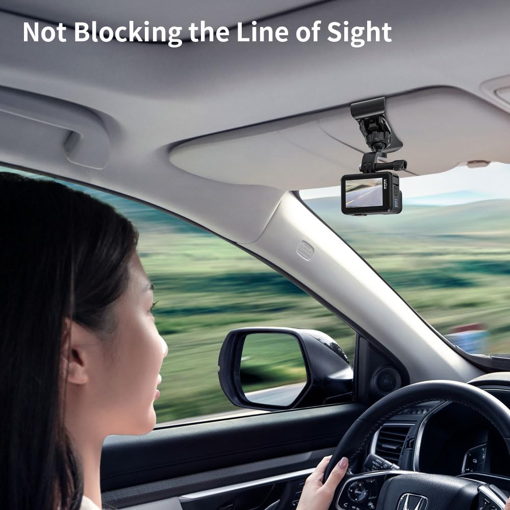 Skezn Upgrade Car Sun Visor Mount, Vlog/Video Holder Compatible With Gopro Hero 12/11/10/9/8 Black, Insta360, Dji Action 4/3 And More (1.8 * 3.7 * 2.8In)