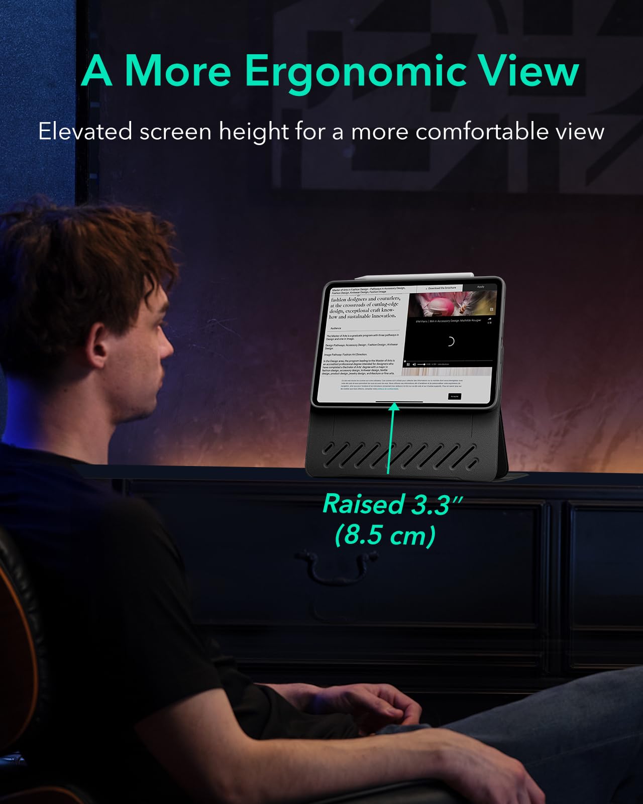 Esr For Ipad Air 13 Inch Case (2025/2024) M3/M2, Removable Magnetic Cover, Adjustable Portrait/Landscape Stand With Raised Screen View, 9 Standing Angles, Shift Series, Black