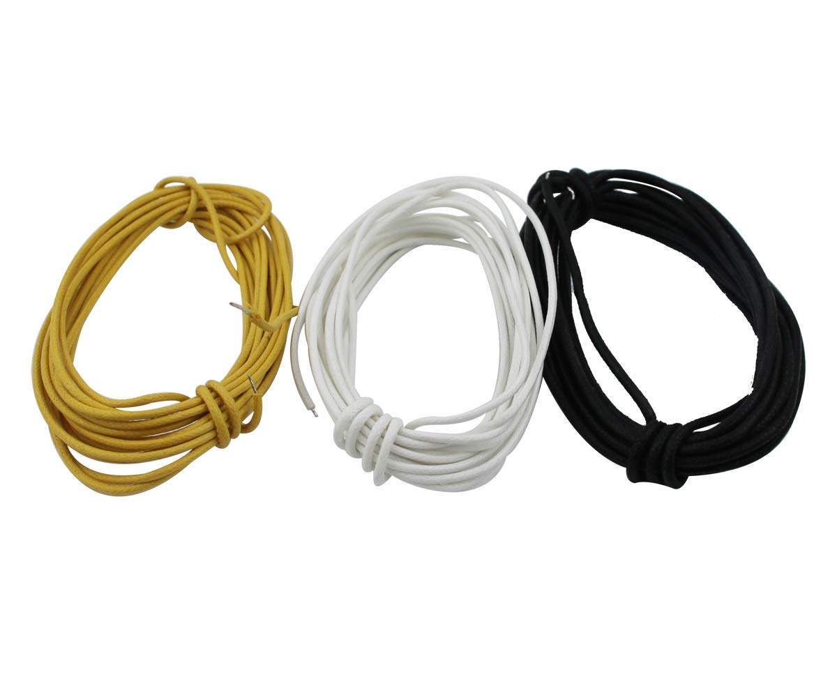 Guyker Cloth Covered Braided Guitar Wire   15 Feet (5 White/5 Black/5 Yellow) Electrics Vintage Style Pushback Guitar Wire