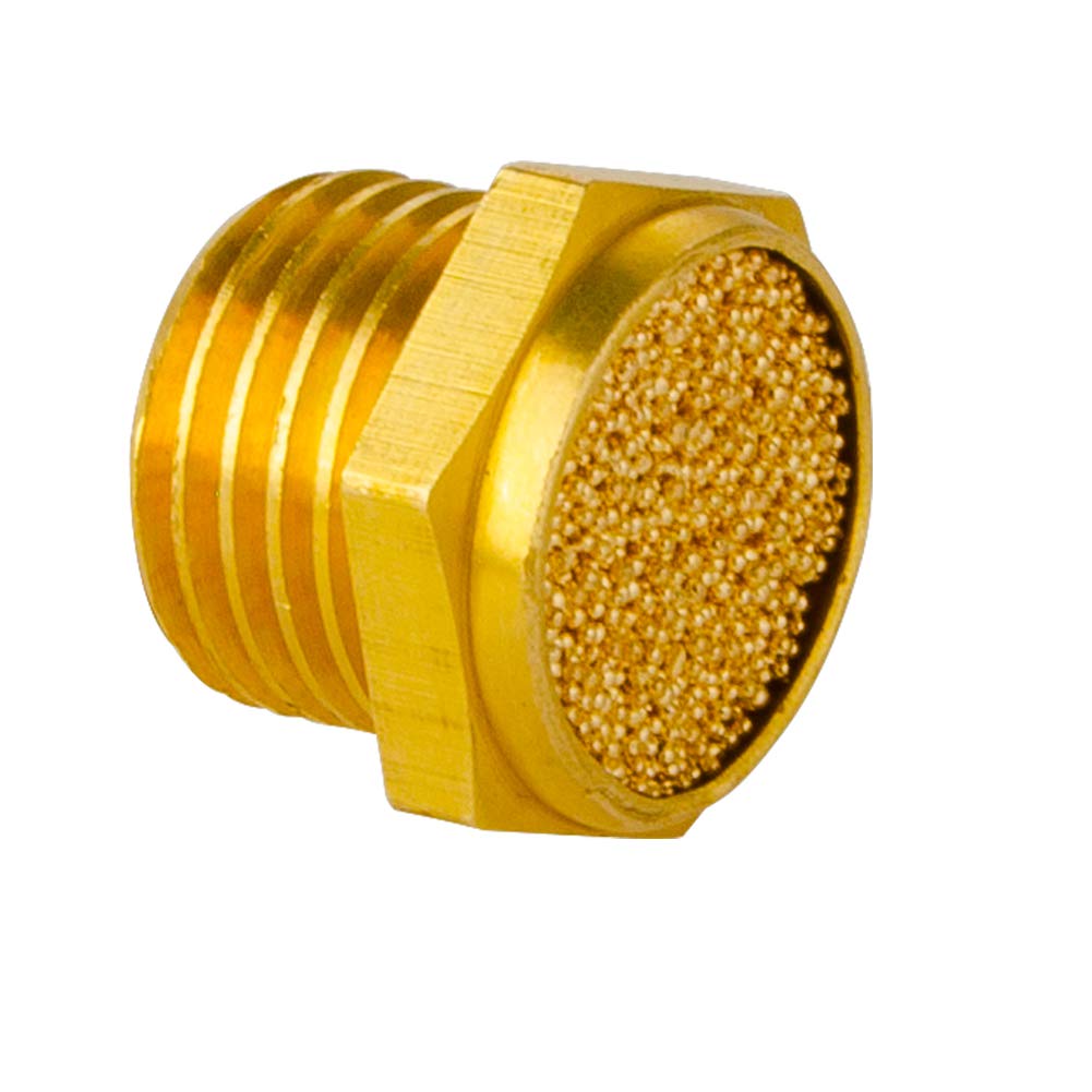 Quickun Pneumatic Muffler Silencer, 1/4    Male Thread Brass Air Exhaust Muffler Sintered Bronze Mufflers (Pack Of 10)