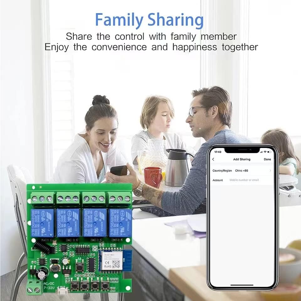 Yitouniu 4 Channel Tuya Smart Life Wifi Momentary Inching Relay Self Locking Switch Module,Dc/Ac 7 32V/Usb 5V Wifi Rf Bluetooth