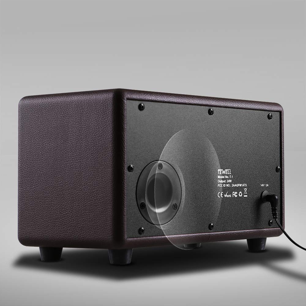 Tewell Vintage Bluetooth Speakers With Bass Enhanced Technology, Wireless & 3.5Mm Aux Input For Cellphone, Ac Powered (Upgraded