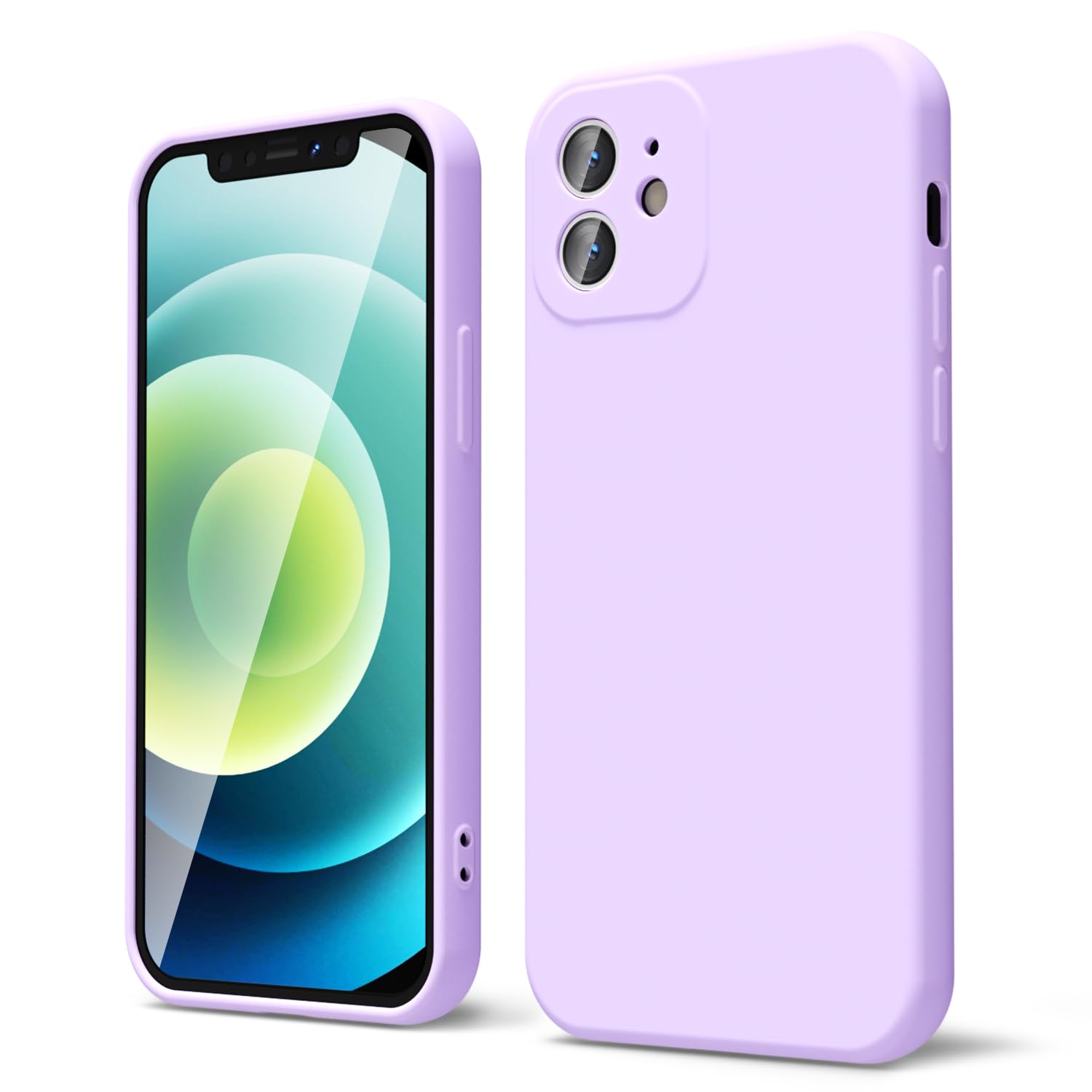 Oakxco For Iphone 12 Case Liquid Silicone, Soft Rubber Gel Elegant Aesthetic Basic Simple Cover, Slim Tpu Matte Solid Color Plai