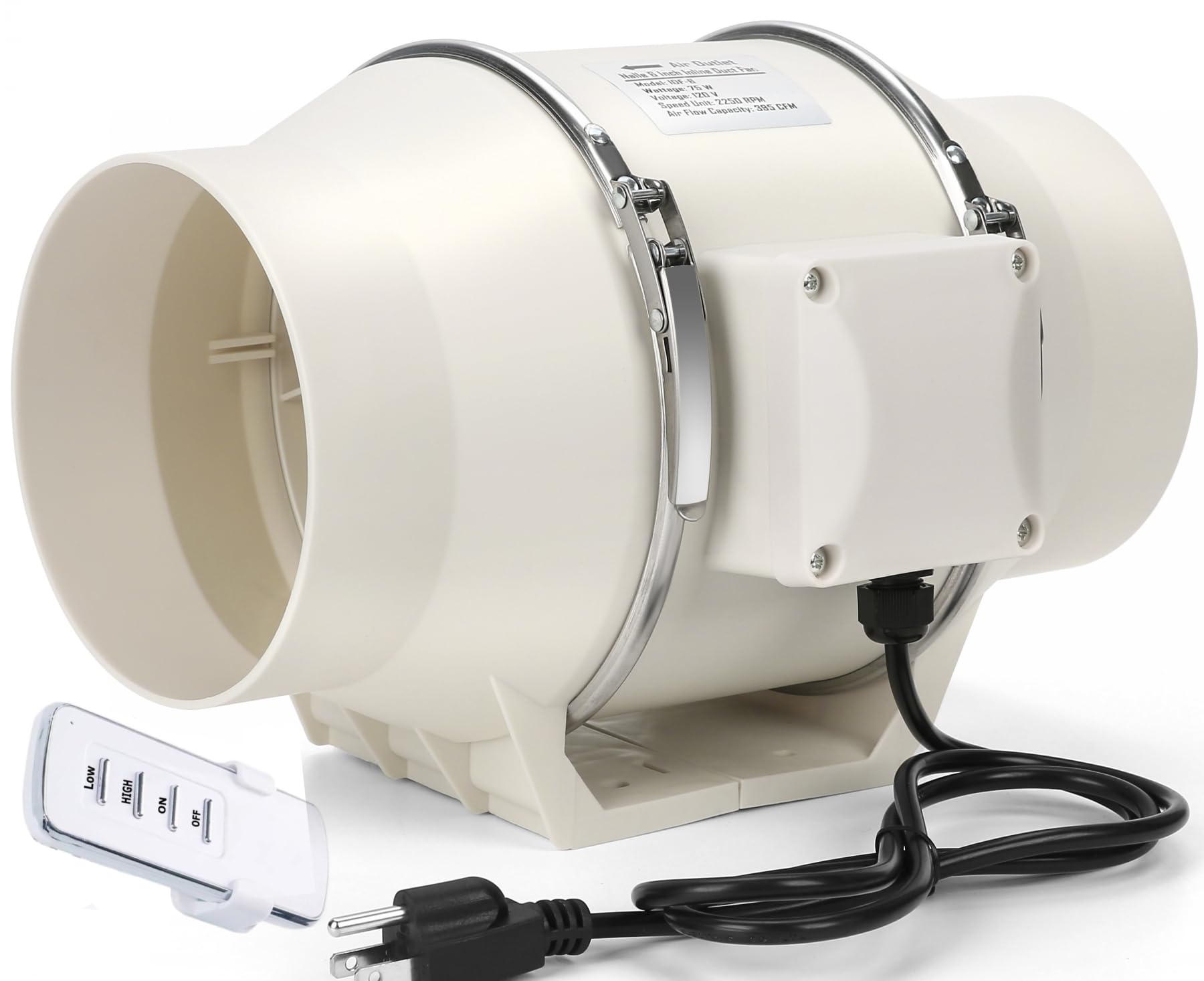 Nalle Inline Duct Fan 4 Inch Duct Fan With Remote Control Unit Variable Speed Controller 50W 280 Cfm Ventilation Exhaust Blower