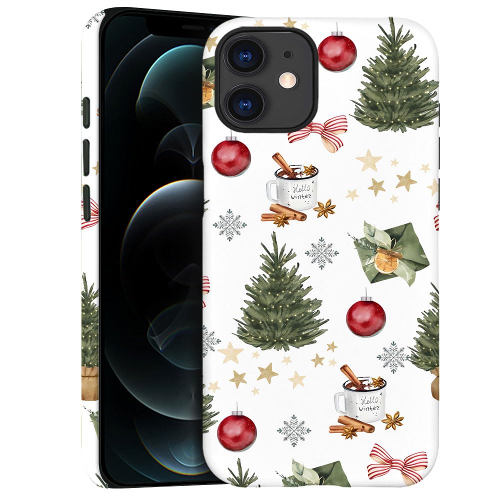 Case for iPhone 11 - Slim Fit Anti-Scratch Phone Case for Girl Women - Vintage Christmas Trees (Frosted)