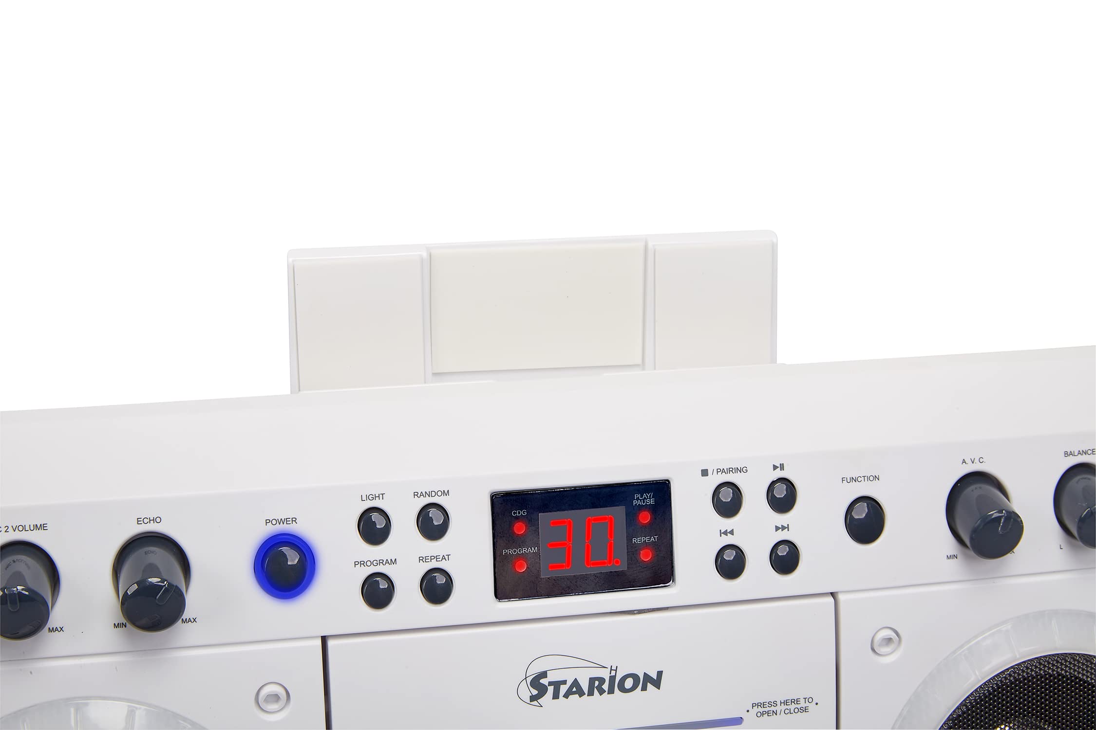 Starion Ks303W B Portable Bluetooth/Cd+G Karaoke Machine   White L Built In Stereo Speakers L Detachable Tablet Holder L Multi C