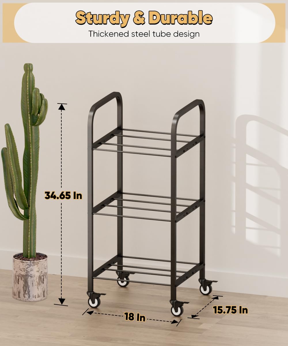 Anbaimei 3-Tier 3D Printer Filament Storage Rack With Wheels, Rolling Spool Holder Stand Cart, Holds Up To 36  1Kg Spools, Heavy