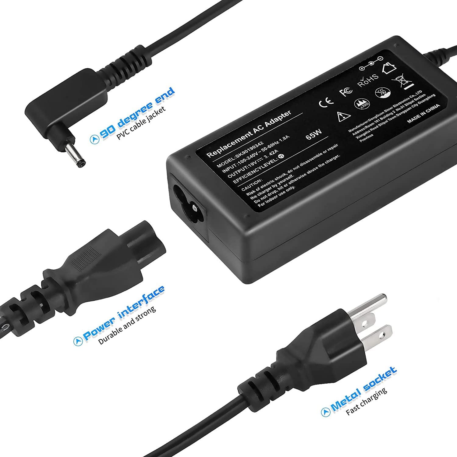 Easy Style 65W 19V 2.37A Ac Adapter Replacement For Acer Chromebook R11 11 13 14 15 Charger C720 C738T Cb3 Cb3-532 Cb3-111 Cb3-1