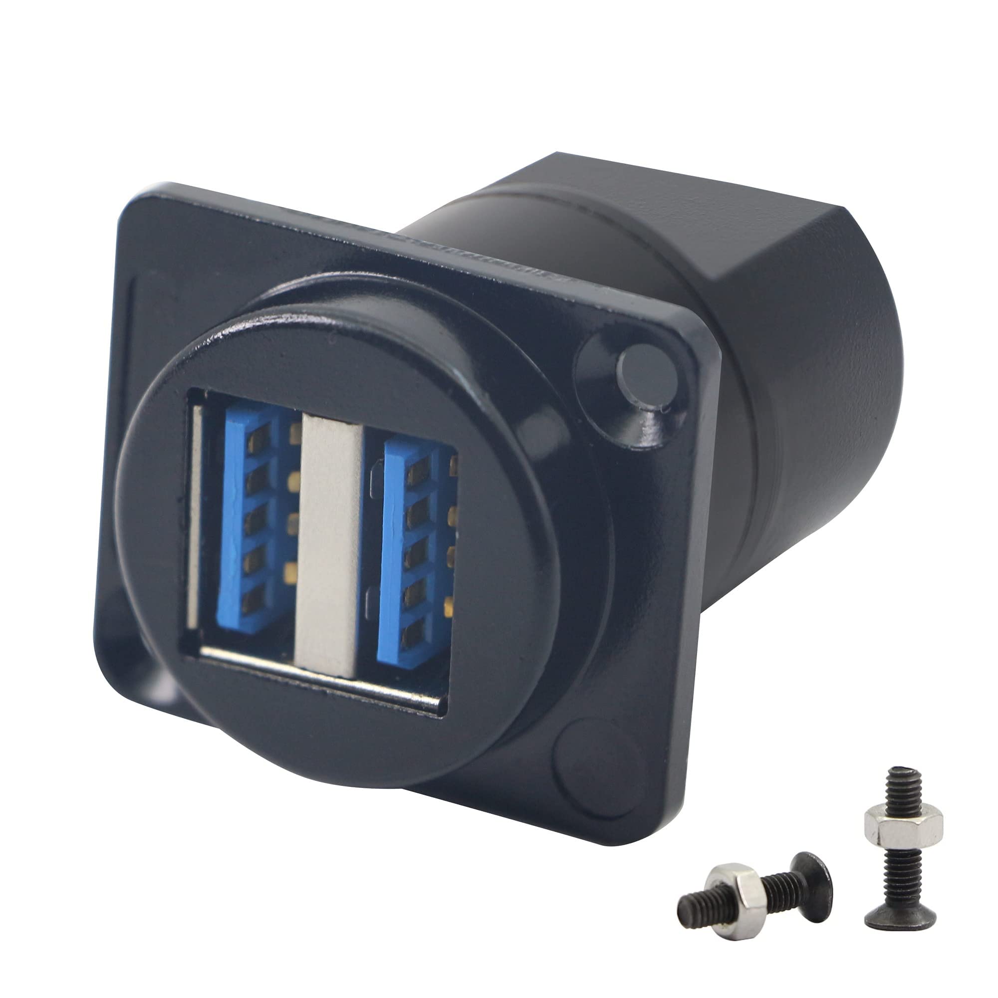 Qianrenon Usb 3.0 Socket Dual Usb Panel Mount Solderless Connector, Usb 3.0 Female To Female Coupler Socket Usb Panel Mount Pass Through Adapte For Audio, Video And Optoelectronic Networker