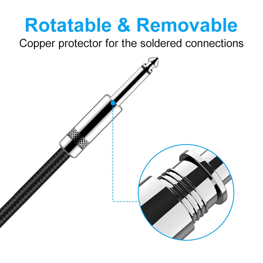 New Bee Guitar Cable 10 Ft Electric Instrument Cable Bass Amp Cord 1/4 Straight To Straight For Electric, Bass Guitar, Electric Mandolin, Pro Audio, Black