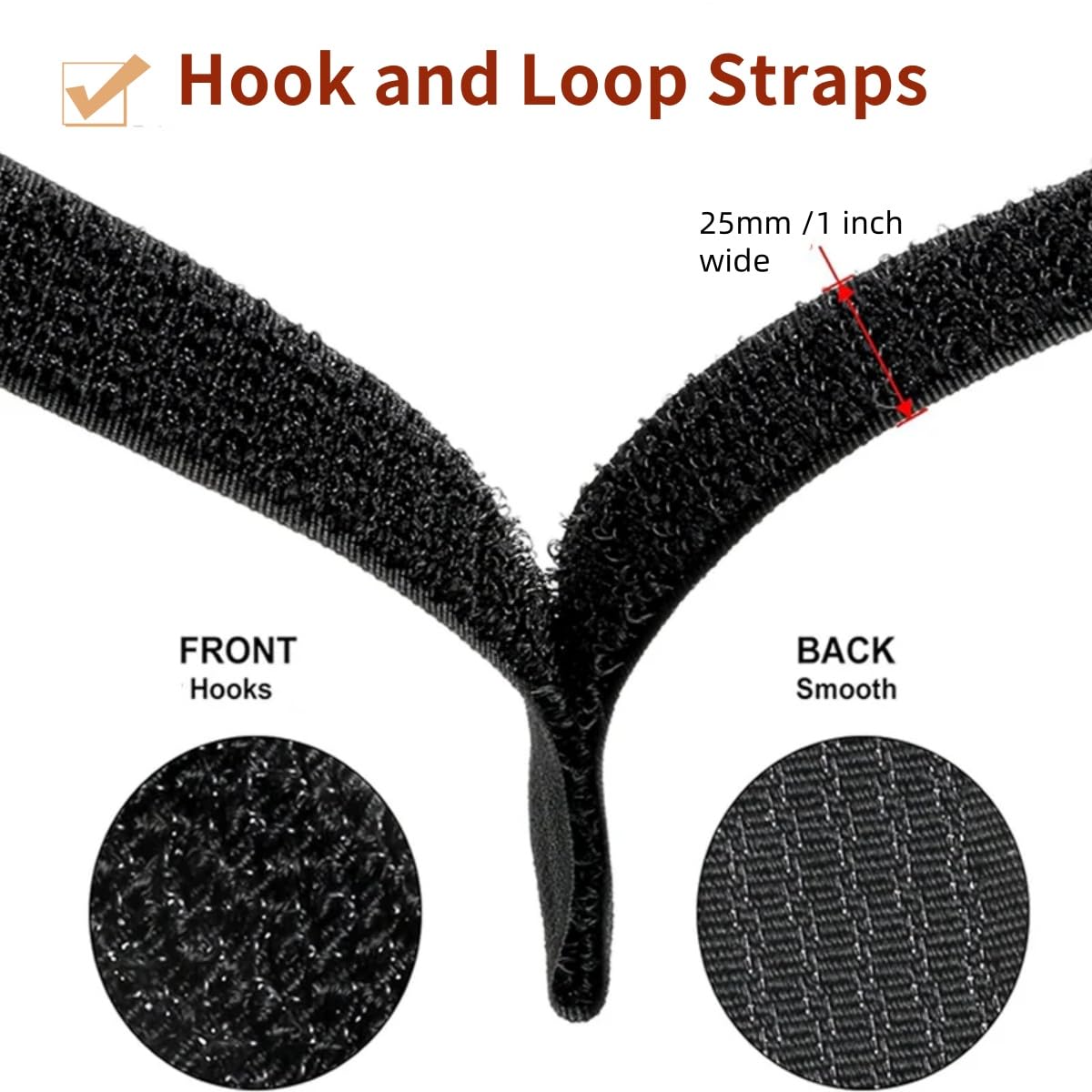 16Ft 1 Inch Wide Hook And Loop Straps With 15 Plastic Buckles, Multipurpose Strong Gripping Nylon Cable Straps, Reusable Fastene