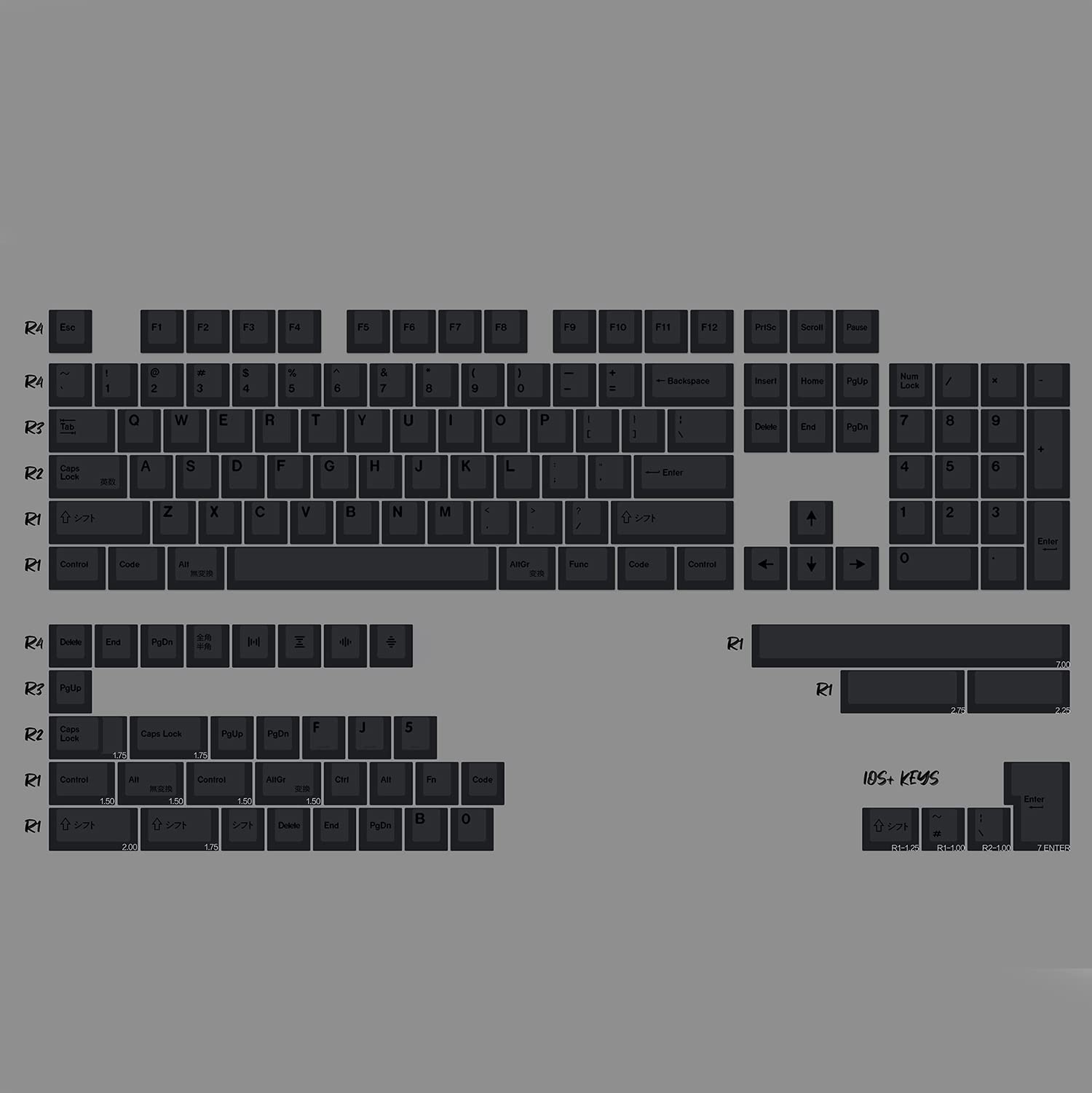 Mintcaps Pbt Gray Keycaps Set 144 Keys Cherry Profile Dye Sub Custom Iso Ansi Keycaps For 61 64 87 104 108 Cherry Mx Switches Me