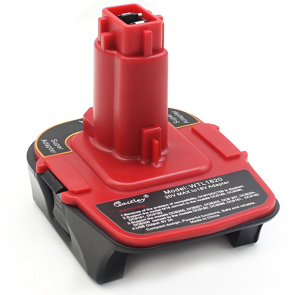 Waitley Battery Adapter For Dewalt Dca1820 18V 20V Converter With Usb Port Function Compatible With Dc9096 De9096