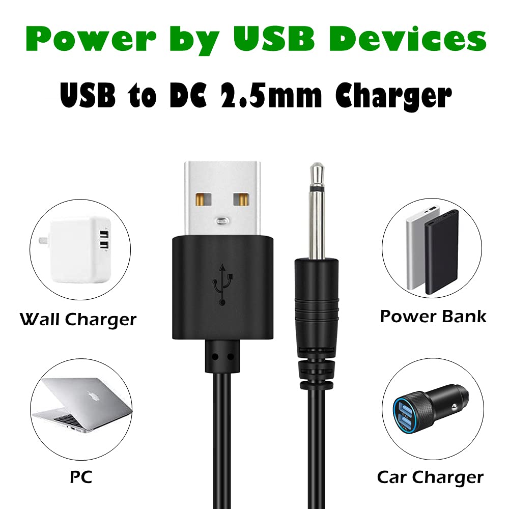 Batsoeasy 2 Pack 2.7Ft Replacement Dc Charging Cable, Usb To Dc 2.5Mm Fast Charger Cord Adapter   2.5Mm (This Is Not Barrel Jack