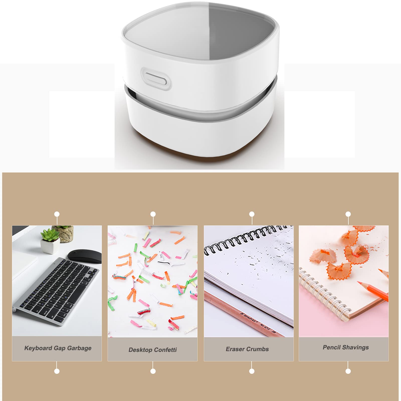 Vishui Upgrade Desk Vacuum Cleaner, Rechargeable Mini Table Dust Vaccum Cleaner, Cordless Energy Saving High Endurance Up To 180