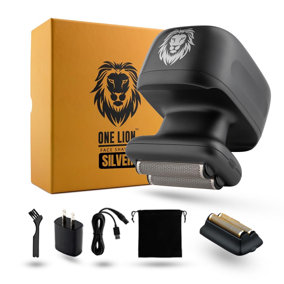 Skull Shaver One Lion Silver Pro   Precision Shaving For Men |Pristine Gift| Japanese Stainless Steel Foils | Wet/Dry Shave | Co