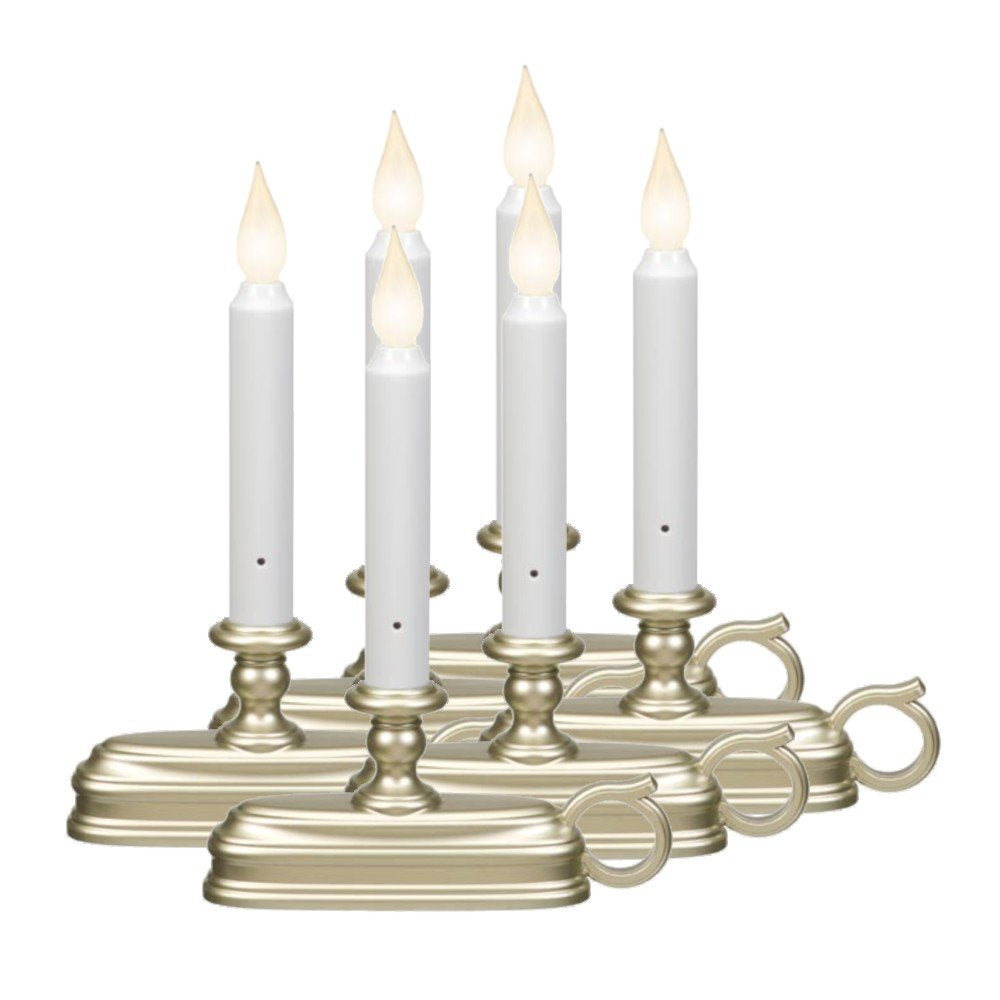 Xodus Innovations Fpc1525P 6 Battery Operated Led Window Candle With New Hot Spot Technology And Dusk To Dawn Light Sensor, Plastic Silver/Pewter Base (Pack Of 6)