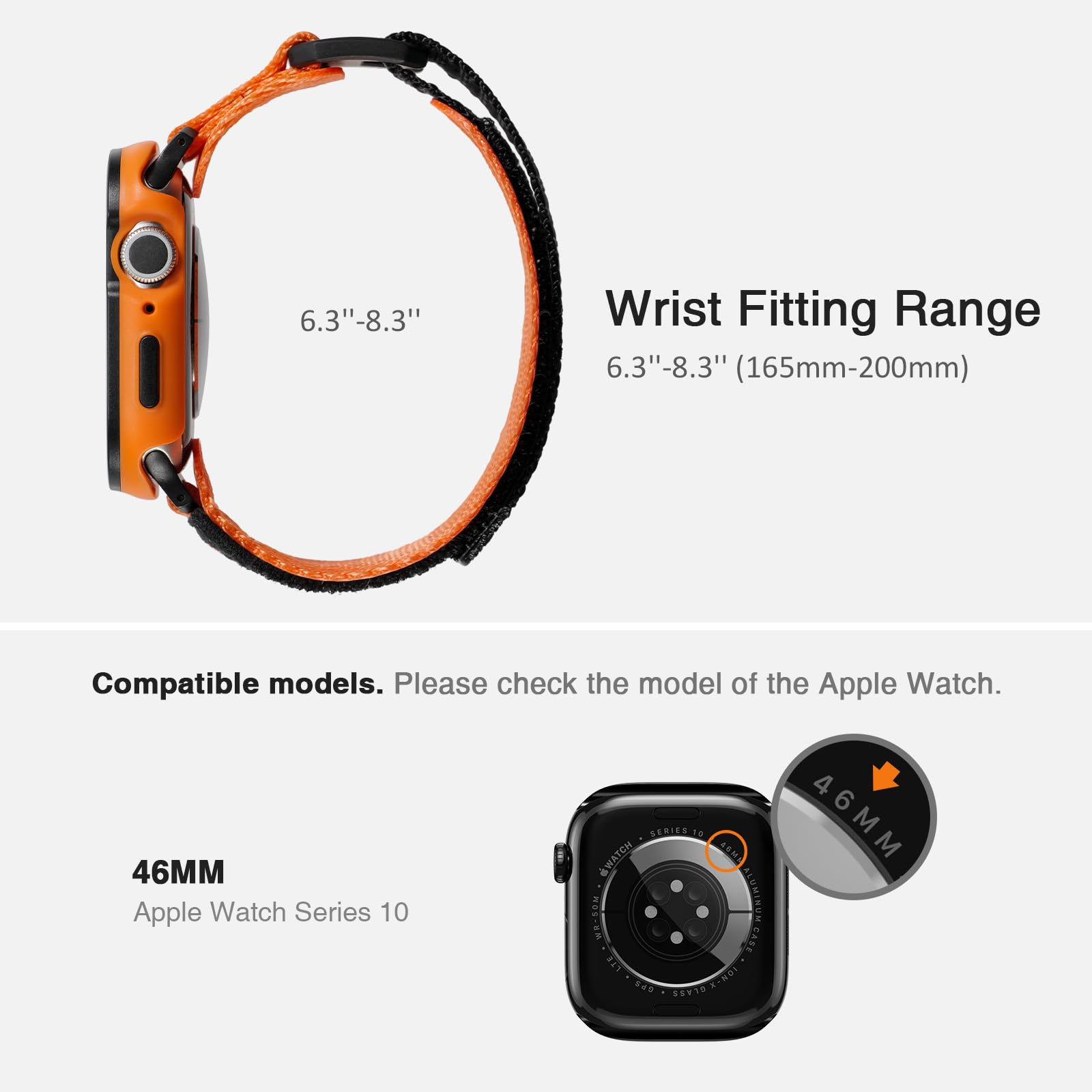 Rugged Case With Band For Apple Watch Series 10 Band 46Mm, Hook And Loop Nylon Sport Strap With Case For Iwatch Men(Orange)