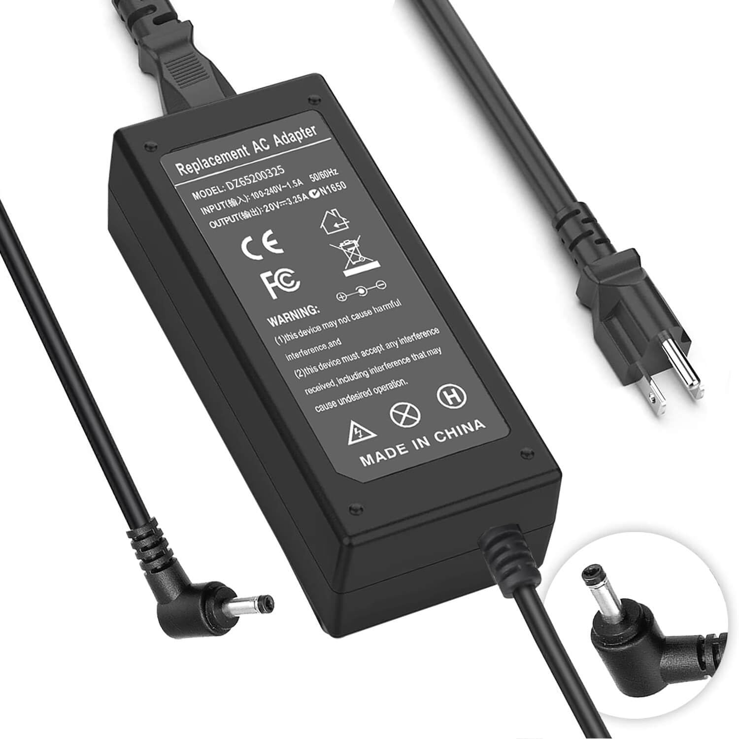 65W AC Adapter Power Cord Replacement for Lenovo Laptop Charger Round Tip,IdeaPad 1 3 5, Flex 4 5 6 11 14 15 1470 1480,IdeaPad 3