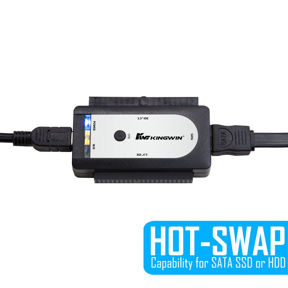 Kingwin Usi-2535 Usb 2.0 To Sata/Ide Adapter For 2.5 Inch, 3.5 Inch, 5.25 Inch Hard Drives With One Touch Back-Up, Power Supply