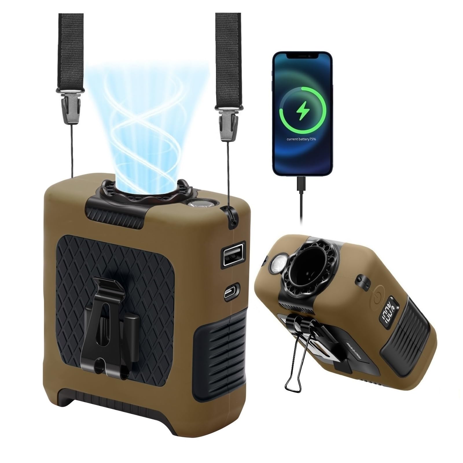 FANSYJKJ Portable Fan Wearable Personal Fan with 5 Speed Max 55 Working Hours Low Noise Portable Neck Fans Cooling Waist Fans fo