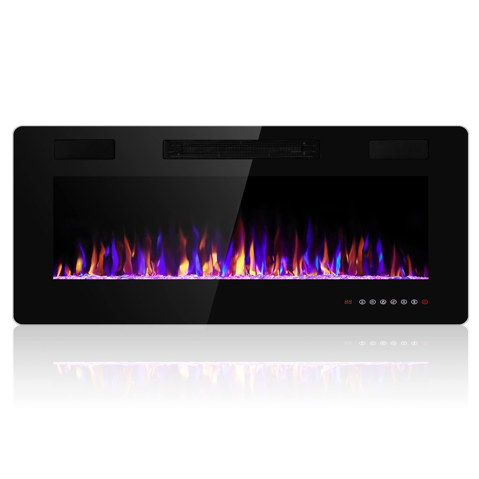 Electactic 42 inches Electric Fireplace Recessed and Wall Mounted Electric Fireplace, Fireplace Heater and Linear Fireplace, wit