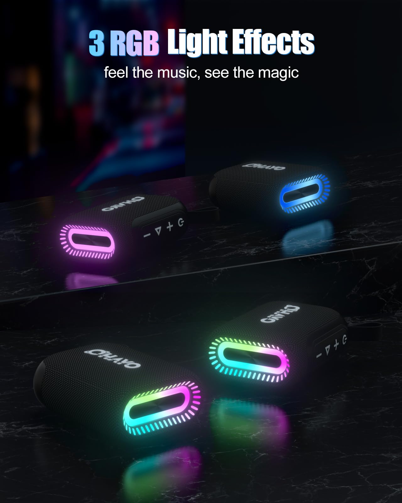 Bluetooth Speaker, Portable Wireless Speaker With Rgb Lights, Ipx7 Waterproof, 10W Mini Speaker, Bt5.3, 24H Playtime, Aux&Tf Car