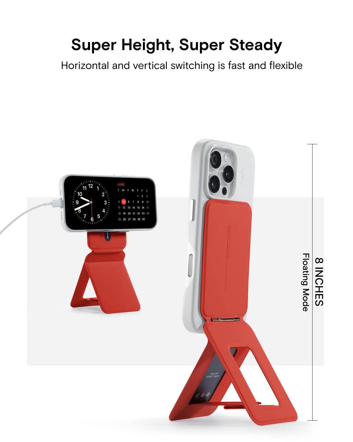 Moft Phone Tripod Stand Compatible With Iphone 16/15/14/13/12 Series, Angle Adjustment & Strong Magnets Movas Vegan Leather Invi