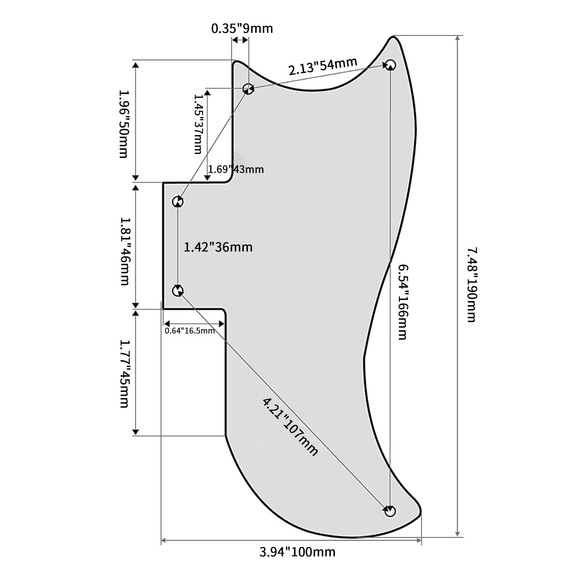 Pickguard For Sg 3 Ply Black 2 Humbucking 5 Holes Guitar Pickguard