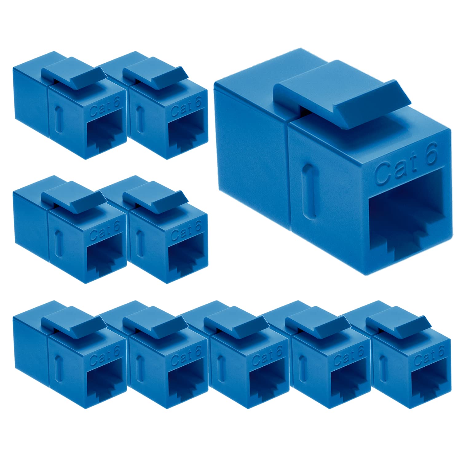 Beszin Cat.6 Rj45 Inline Coupler With Keystone Latch, Female Female [50 Micron Gold Plated] (10 Pack, Black)