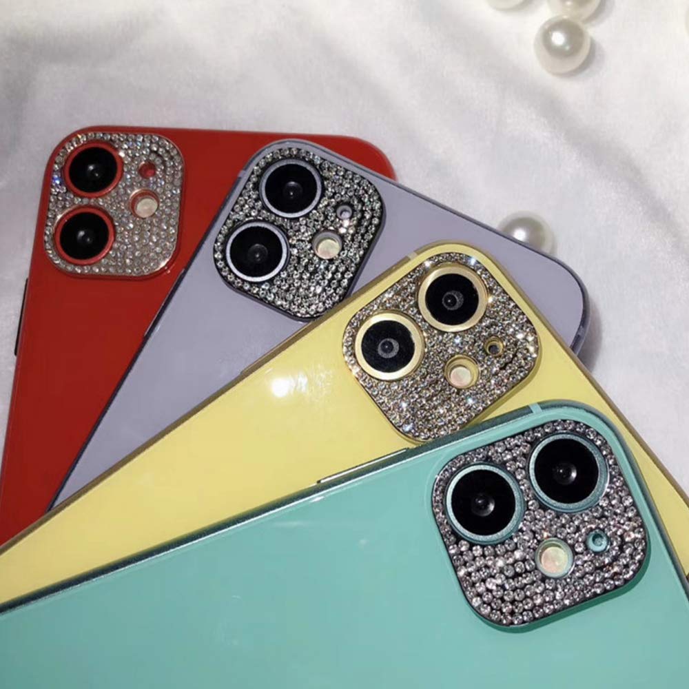 [2 Pack] Bling Crystal Camera Lens Protector For Iphone 11/Iphone 12 Mini,Lntech Glitter Diamond Rear Camera Cover 3D Bling Diam