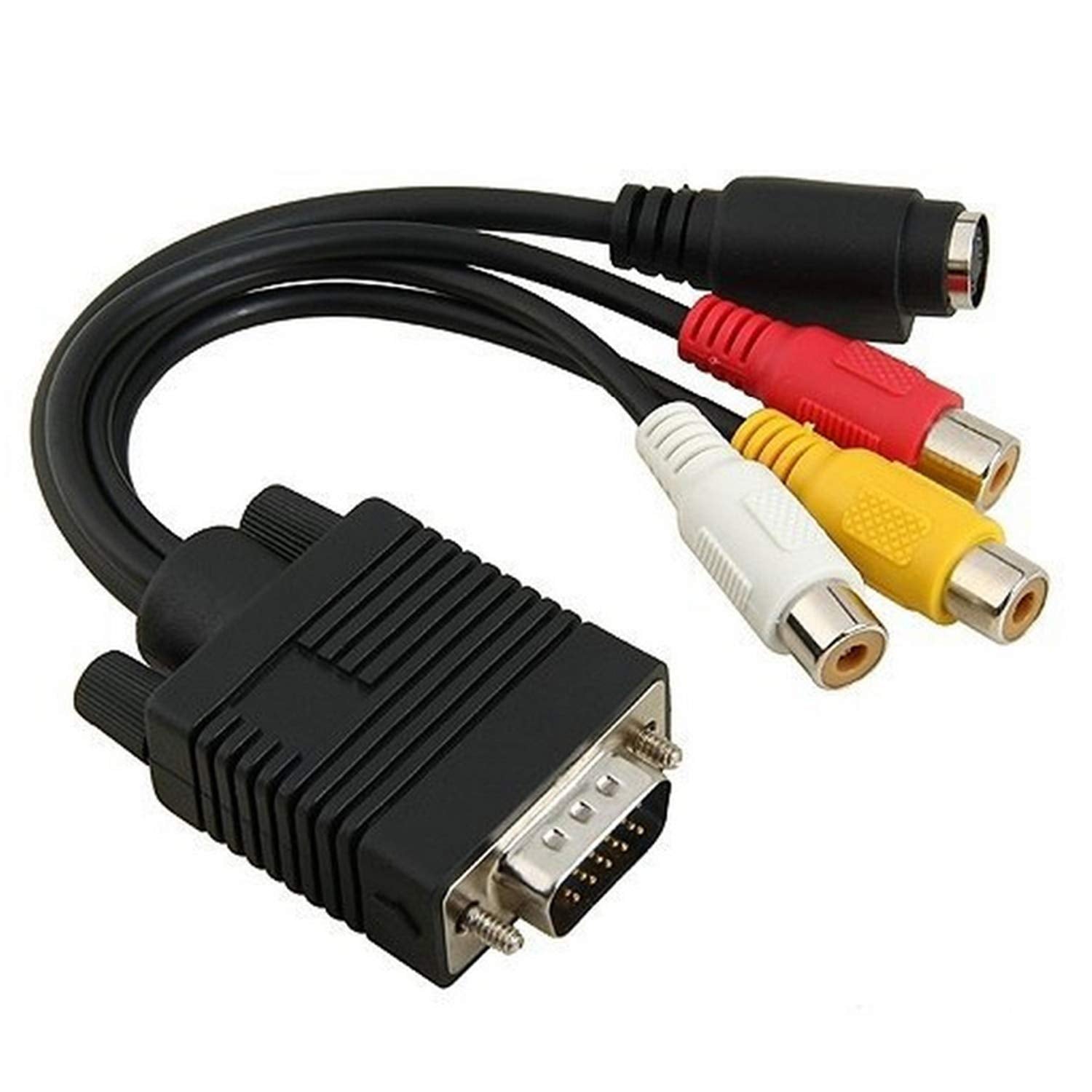 Ouou Vga To Rca Cable?2 Pack ?Vga Male To S-Video 3 Rca Jack Female Composite Av Tv Out Adapter Converter Video Cable For Tv Pc