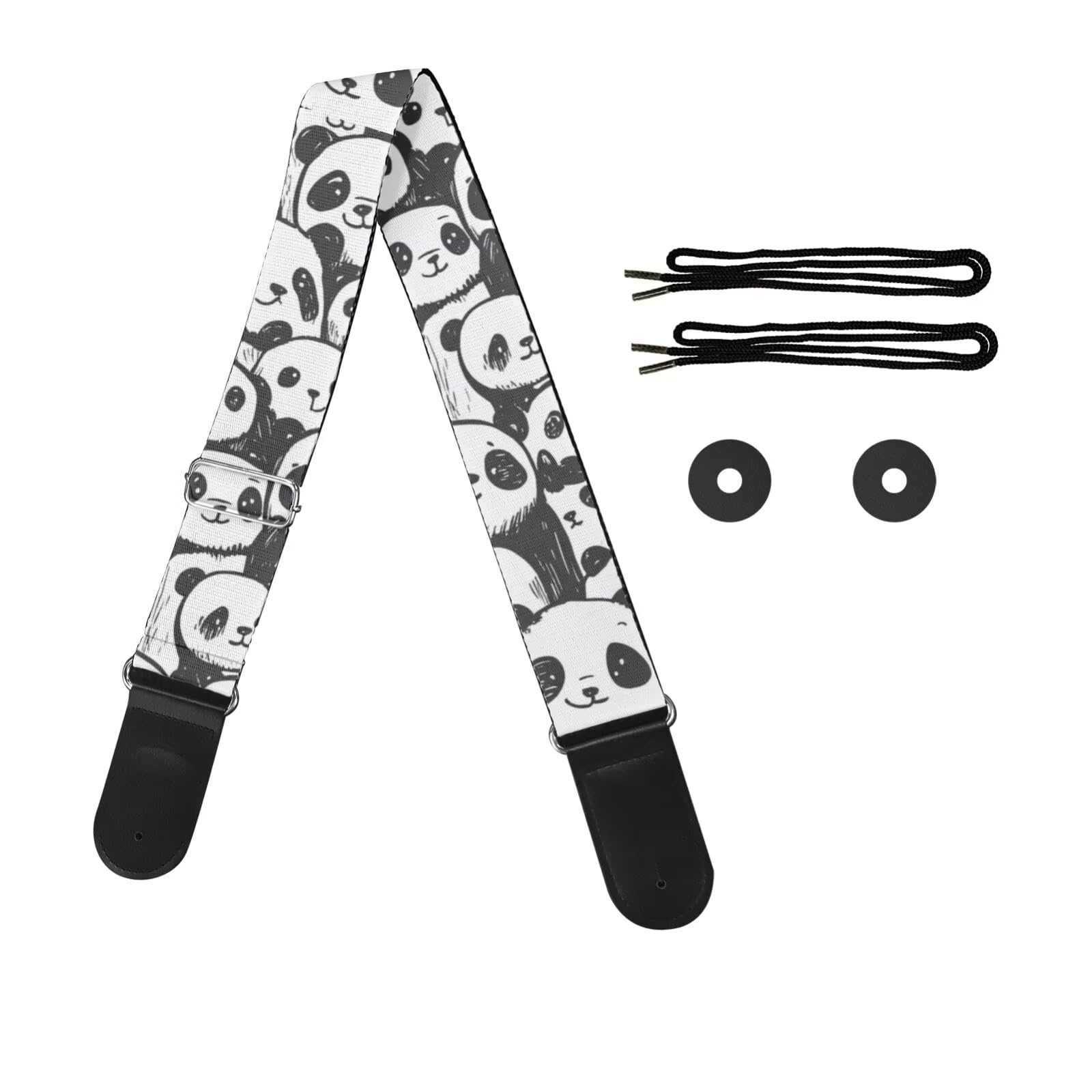 doginthehole Cute Panda Guitar Strap, Comfortable Shoulder Straps for Bass, Electric & Acoustic Guitars, Animal Print Guitar Str